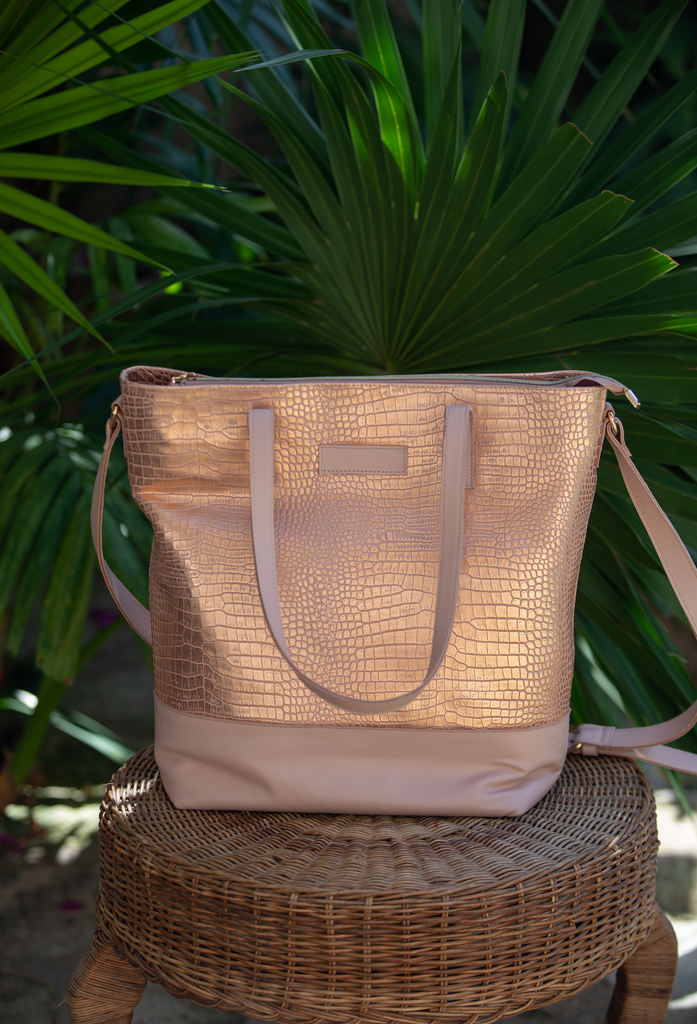 Everyday Bag Rose Gold Crocodile House of Flynn