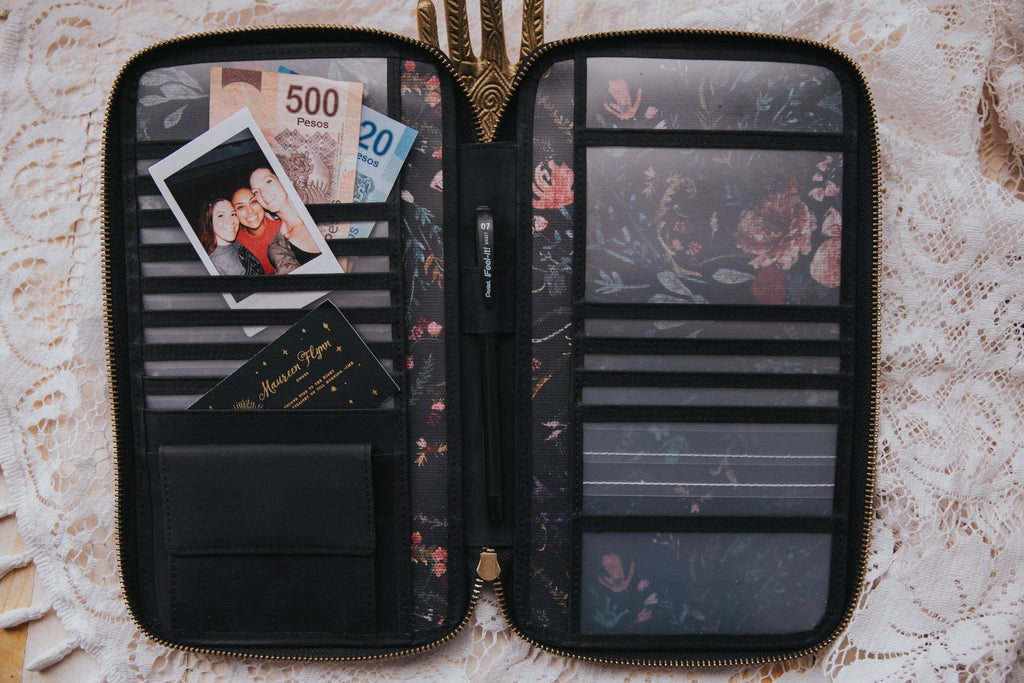 Black Leather with Black Fable interior Traveler's Wallet