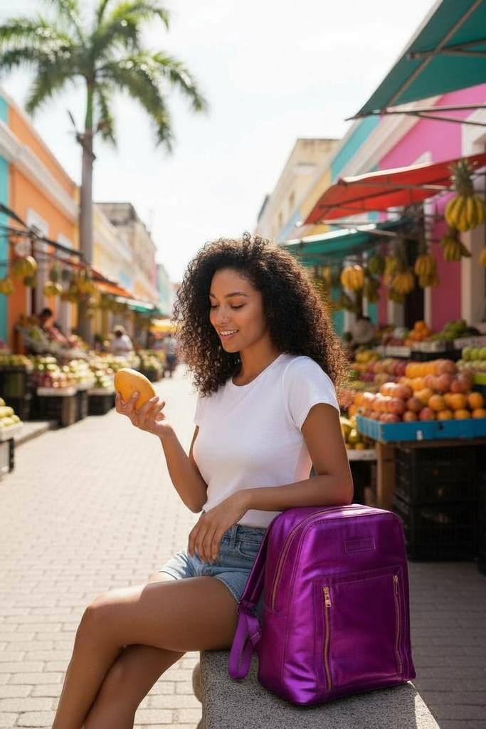 Olivia Backpack - Pink Mermaid Sparkle Leather