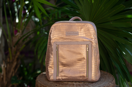 Olivia - Rose Gold Crocodile | Stylish, Designer Camera Bags for