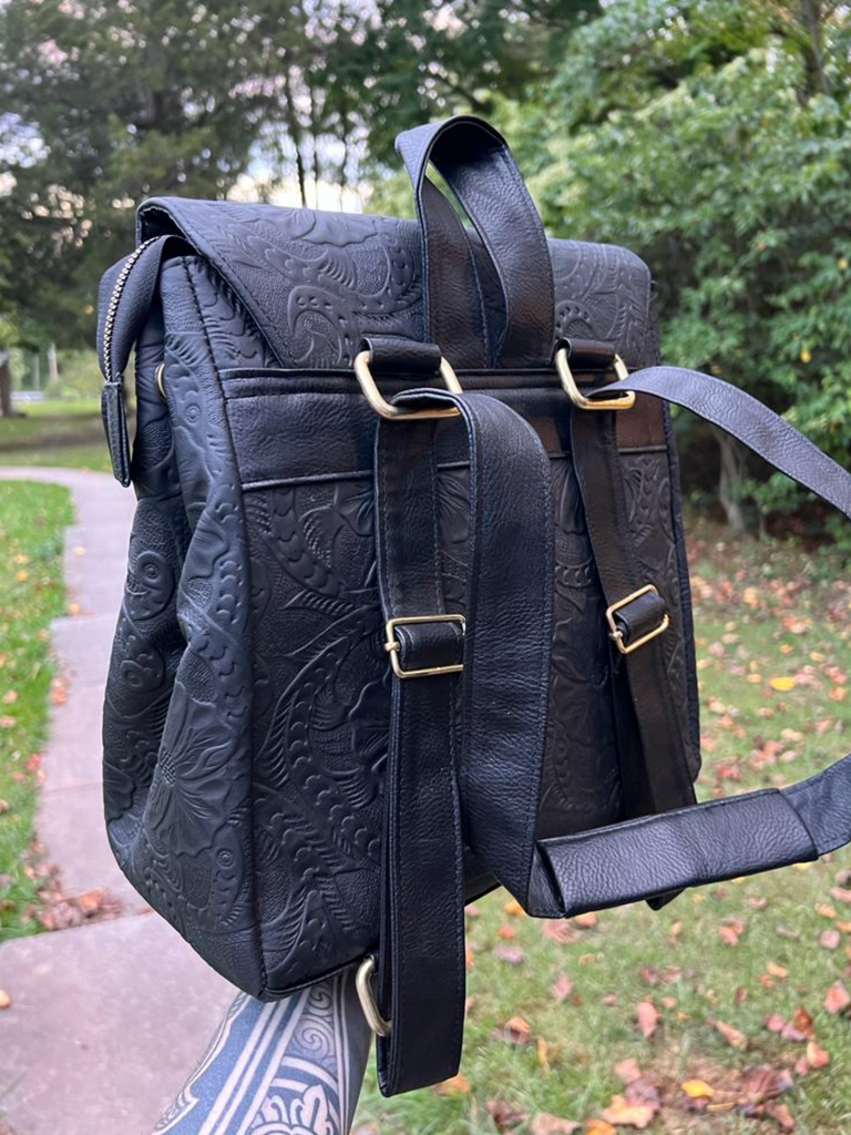 Onyx Black Lola Double Zippered Backpack