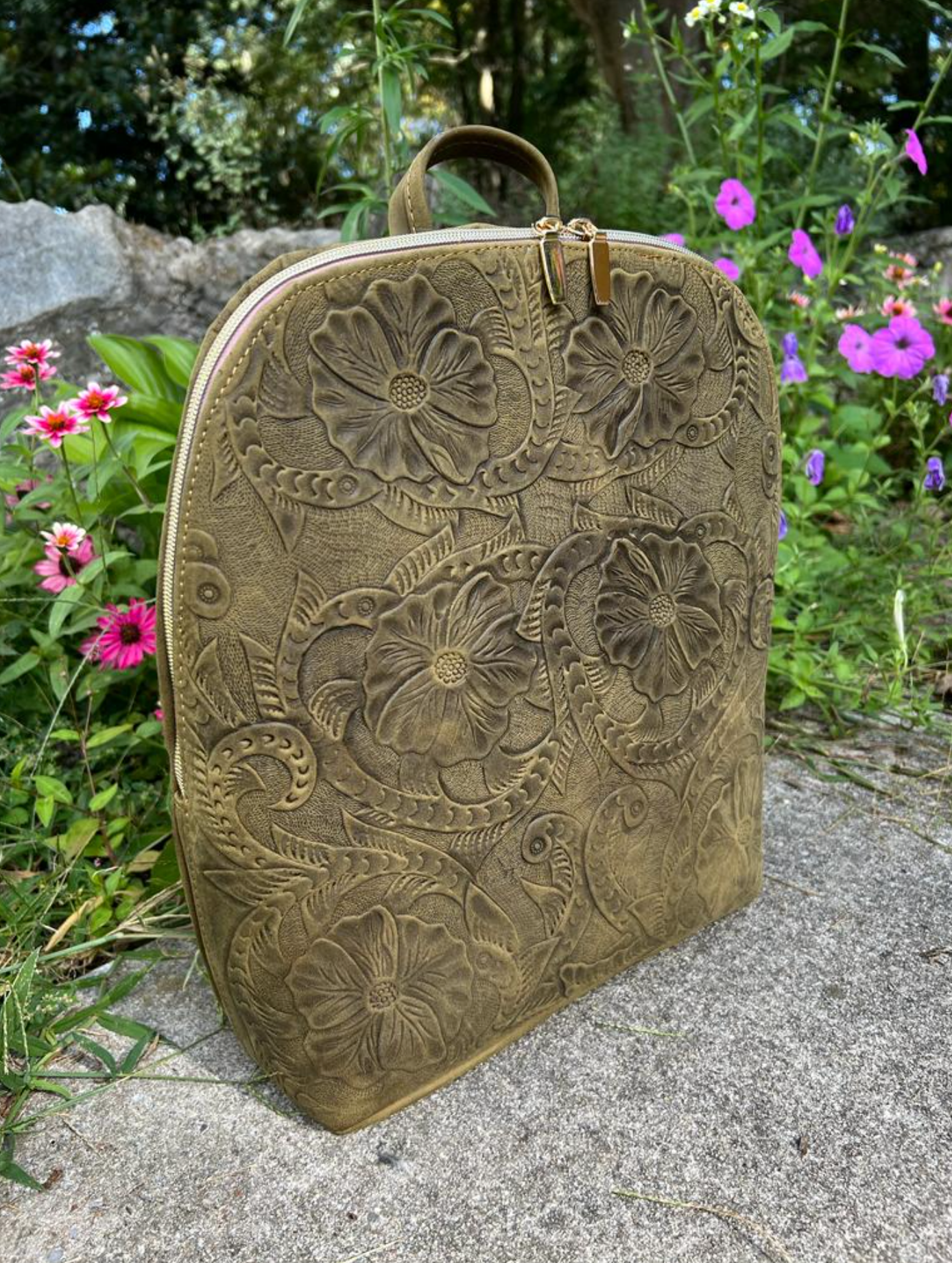 Mar Backpack - Stamped Olive | Stylish, Designer Camera Bags  display picture 1