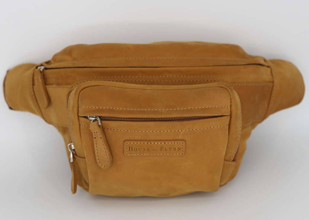 Waist Bag - Vintage Brown Leather with Blush Fable Interior