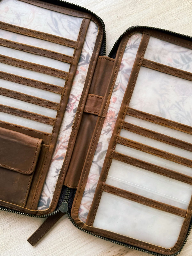 Vintage Brown Leather and Delilah interior Traveler's Wallet