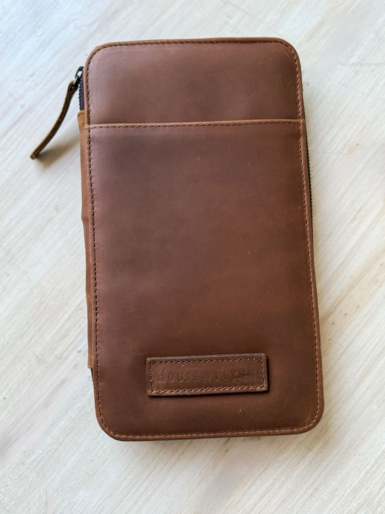 Vintage Brown Leather and Delilah interior Traveler's Wallet