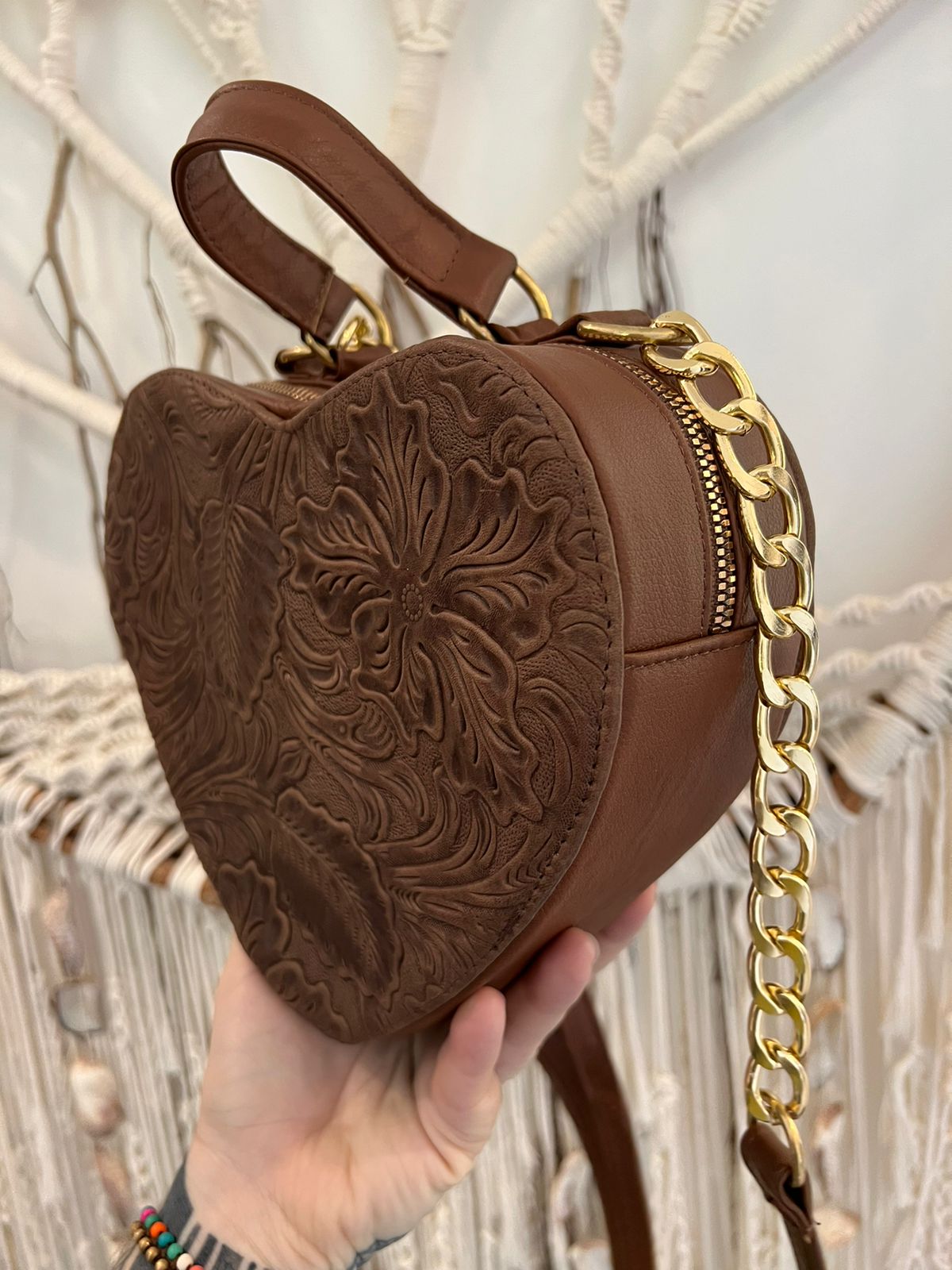 Heart Handbag - Brown