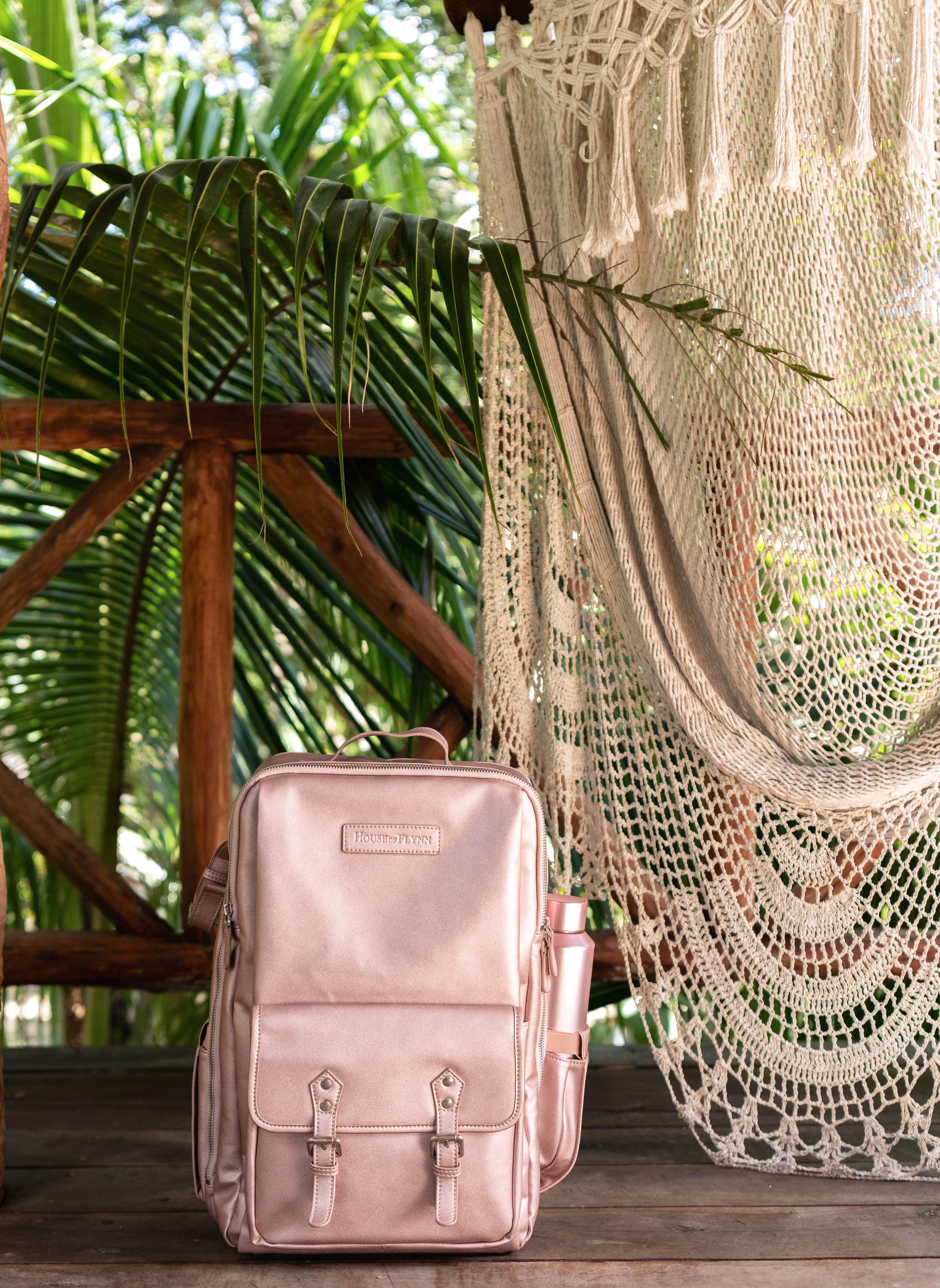 Bahia Backpack Rose Gold Stylish, Designer Camera Bags for