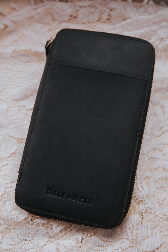 Black Leather with Black Fable interior Traveler's Wallet