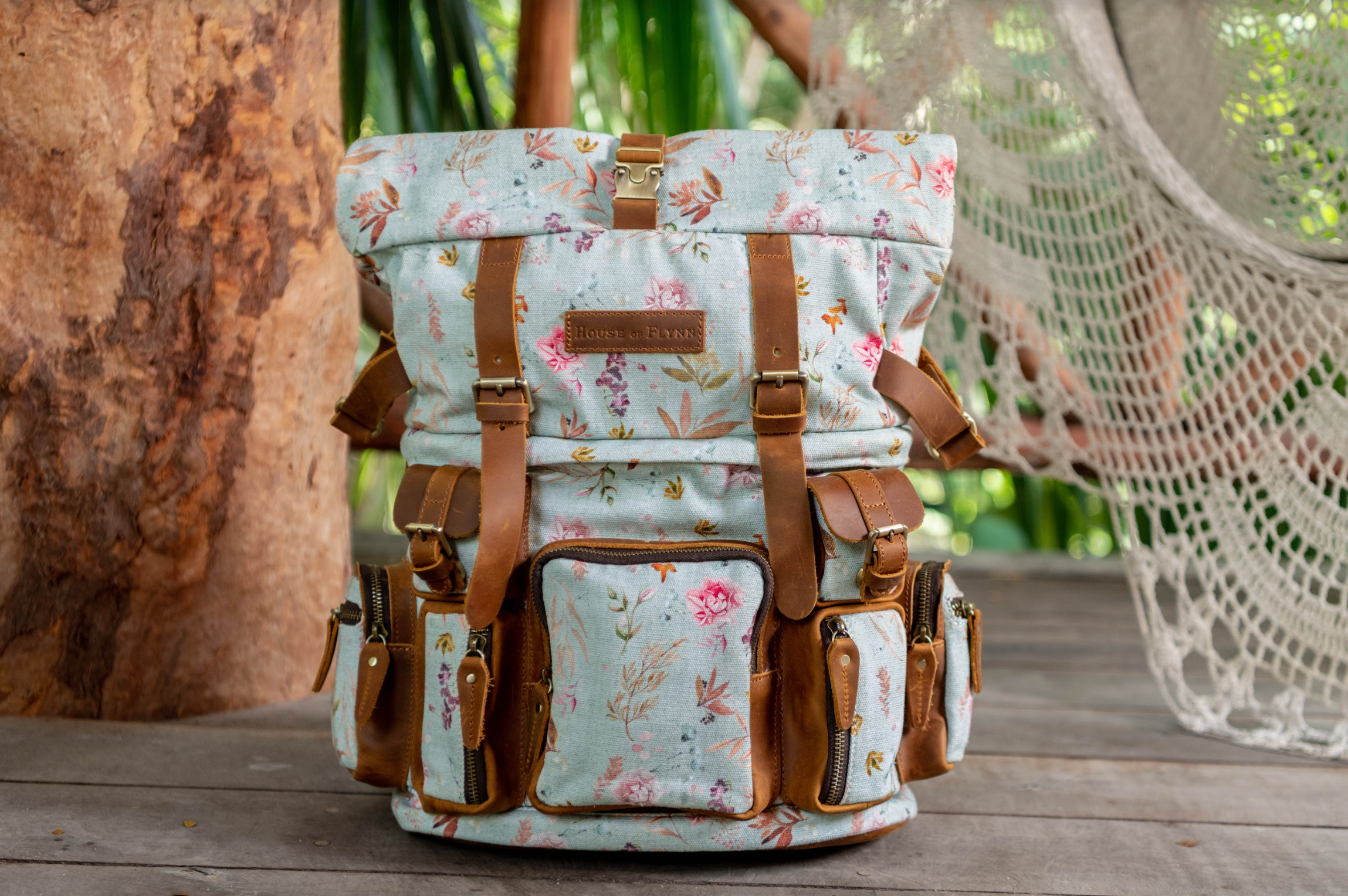 Rucksack - Blue Base Summer Garden