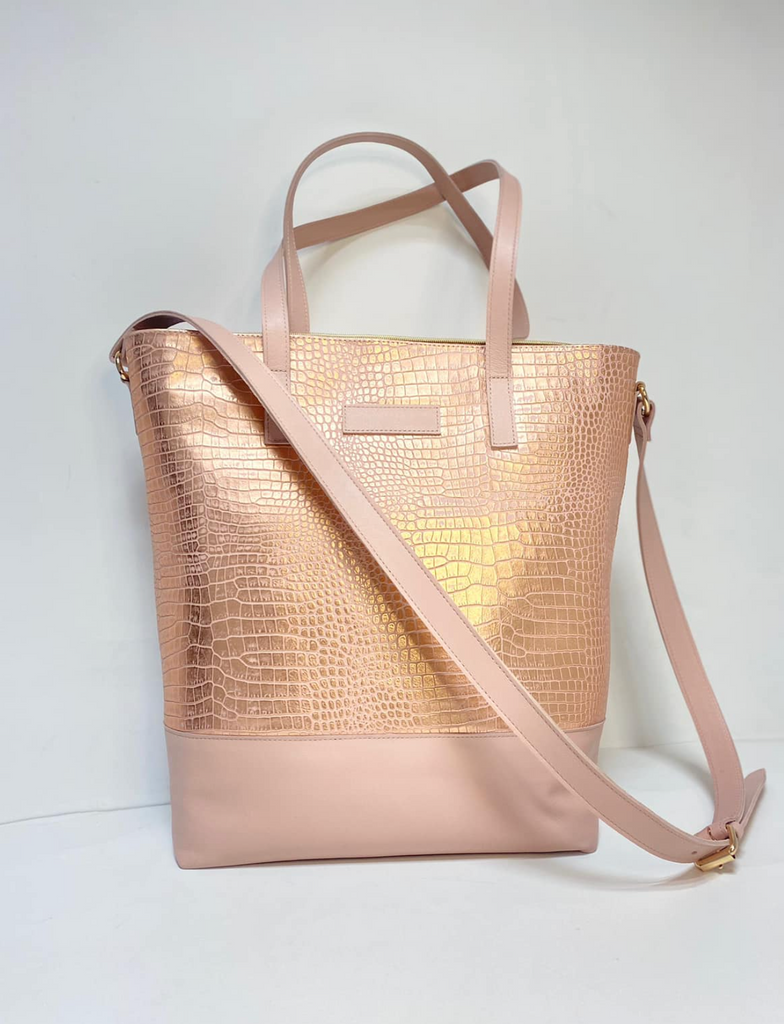 Everyday Bag - Rose Gold Crocodile